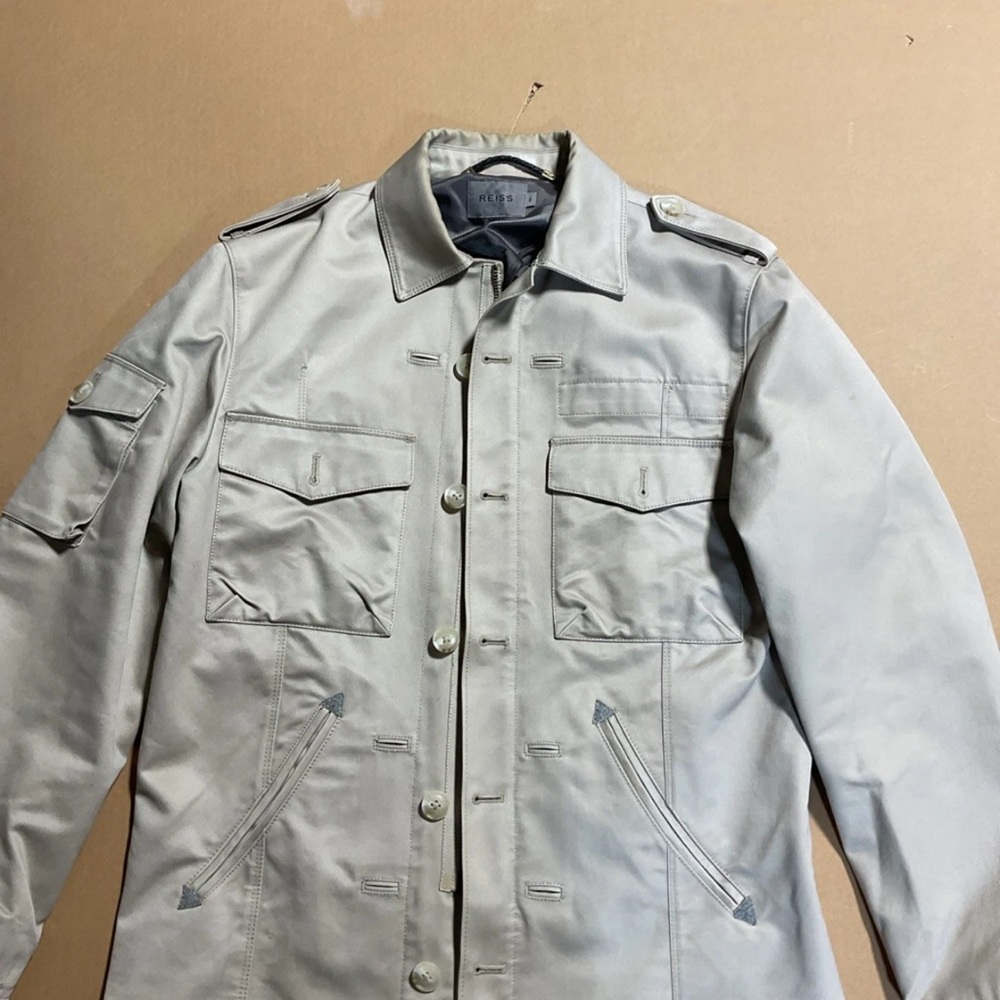 Reiss Jacket Size S VGC beige Button Front Military Utility Cotton shacket